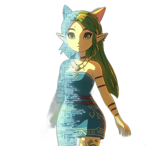 dress, staff, mask, creature, pixel art, concept art, fantasy art, 3d render transparent PNG cut-out