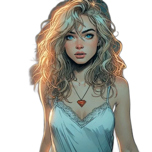 dress, jewelry, face, comic book art transparent PNG cut-out