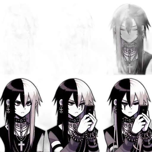 mask, face, concept art, anime, comic book art, cartoon, monochrome, dark transparent PNG cut-out