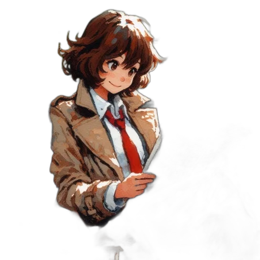 jacket, staff, dress, face, pixel art, concept art, anime, watercolor transparent PNG cut-out