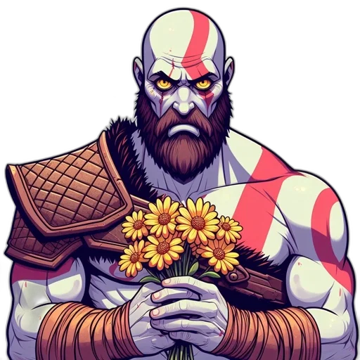 flower, staff, comic book art, concept art, fantasy art, pixel art, red, animated transparent PNG cut-out