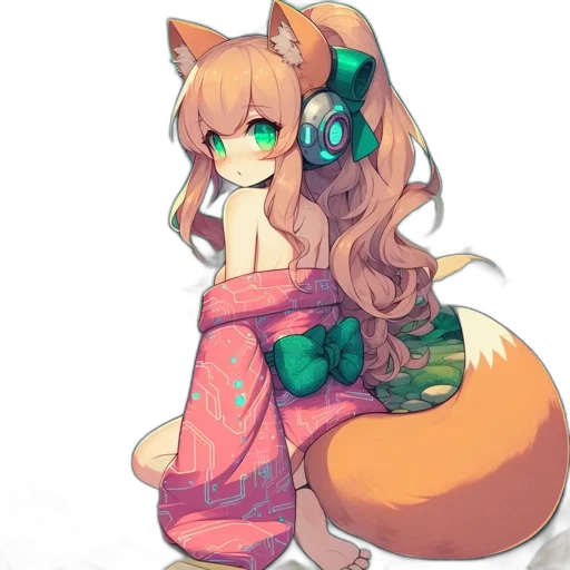 staff, dress, animal, robot, pixel art, anime, concept art, fantasy art transparent PNG cut-out