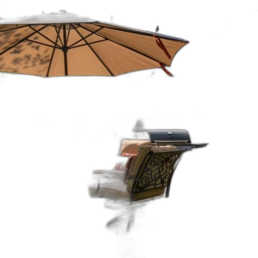 umbrella, weapon, furniture, 3d render, concept art, photorealistic, fantasy art, earth tones transparent PNG cut-out