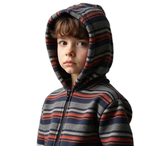 jacket, face, 3d render, photorealistic, boys, striped, sanki, hooded transparent PNG cut-out