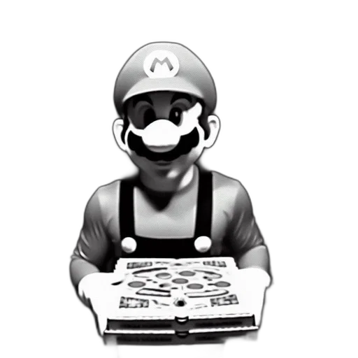 food, staff, robot, concept art, 3d render, pixel art, cartoon, monochrome transparent PNG cut-out