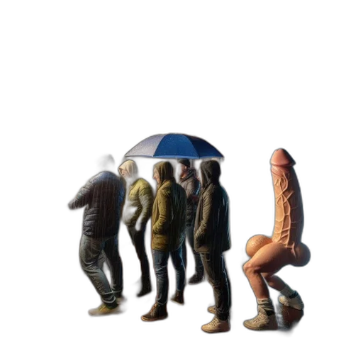 umbrella, jacket, staff, hat, concept art, 3d render, pixel art, photorealistic transparent PNG cut-out
