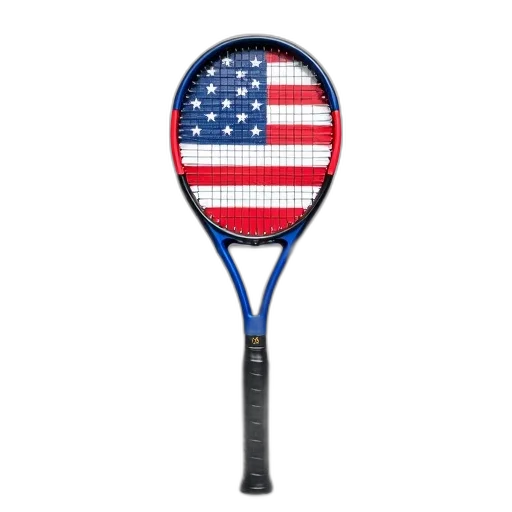 weapon, blue, red, tennis, racket, american, flag, design transparent PNG cut-out