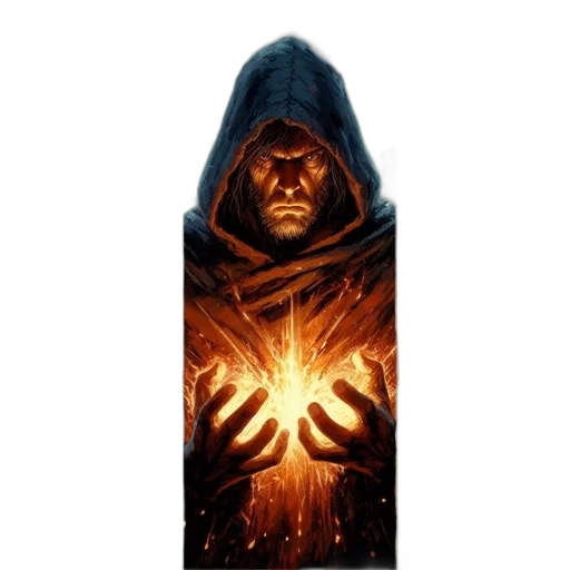 mask, staff, jacket, sword, concept art, fantasy art, comic book art, pixel art transparent PNG cut-out