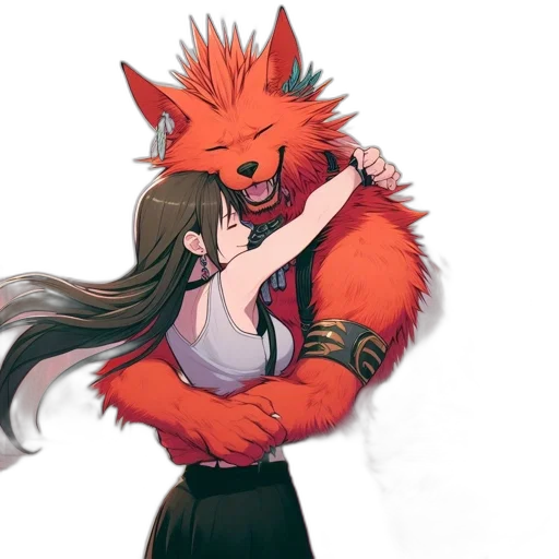 creature, mask, animal, jacket, concept art, anime, fantasy art, watercolor transparent PNG cut-out