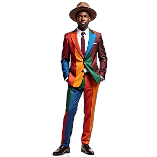 jacket, hat, colorful, neon, dark, person, wearing, patterned transparent PNG cut-out