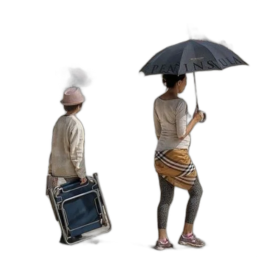 umbrella, jacket, hat, 3d render transparent PNG cut-out