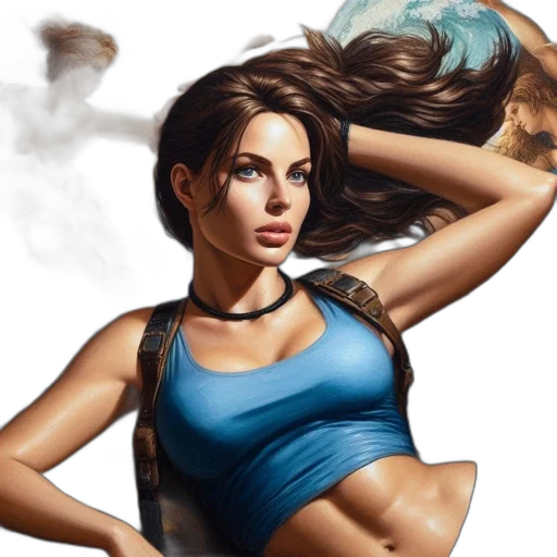 fantasy art, concept art, photorealistic, comic book art, blue, woman, long, brown transparent PNG cut-out