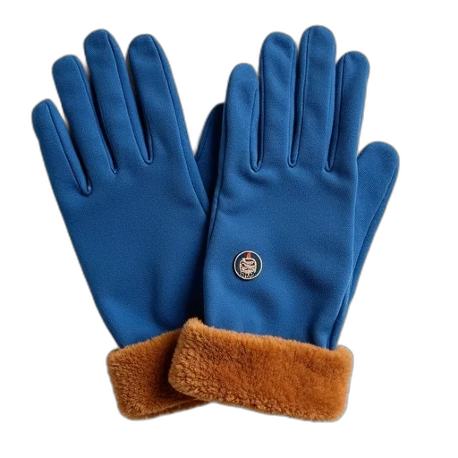 pair, blue, gloves, brown, trim, cuffs, small, logo transparent PNG cut-out