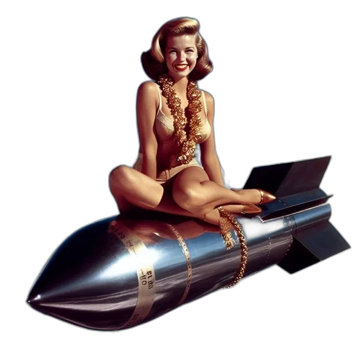 weapon, concept art, comic book art, outer space, woman, gold, bikini, sits transparent PNG cut-out