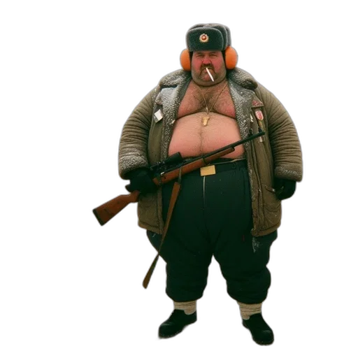 weapon, staff, jacket, hat, concept art, 3d render, photorealistic, fantasy art transparent PNG cut-out