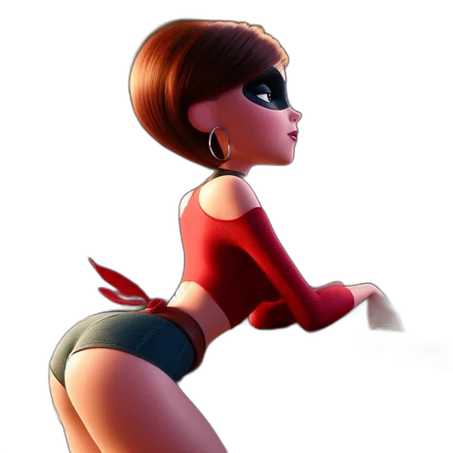 concept art, cartoon, comic book art, 3d render, red, animated, female, character transparent PNG cut-out