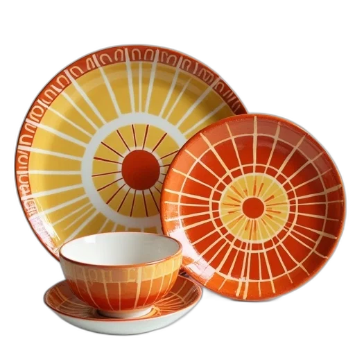 3d render, ceramic, plate, sets transparent PNG cut-out