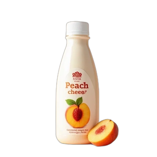 bottle, food, peach-flavored, cottage, cheese, white, cap, featuring transparent PNG cut-out