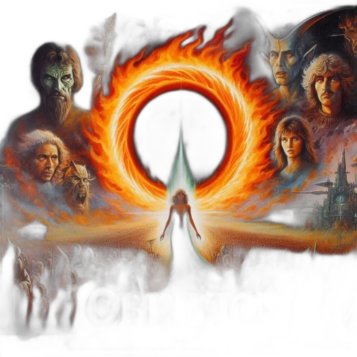 staff, sword, concept art, fantasy art, comic book art, fire, woman, faces transparent PNG cut-out