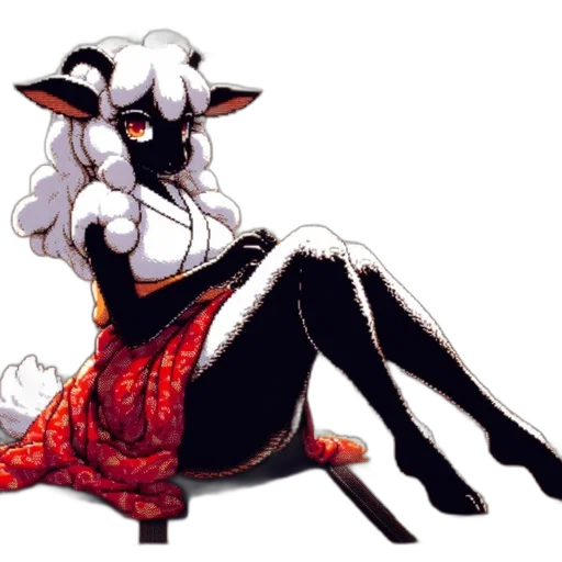 dress, creature, staff, animal, pixel art, concept art, fantasy art, anime transparent PNG cut-out