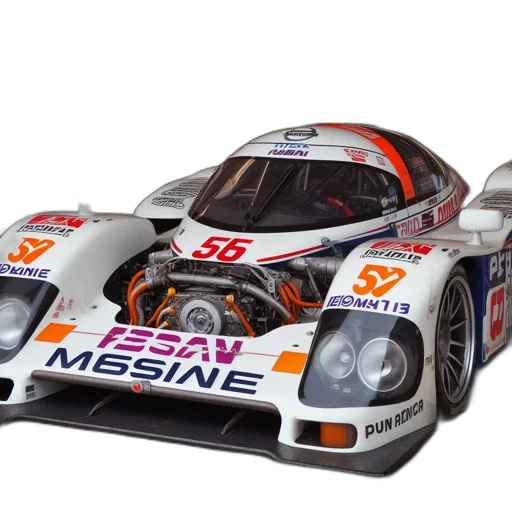 car, 3d render, photorealistic, nissan, shown, garage, open, engine transparent PNG cut-out