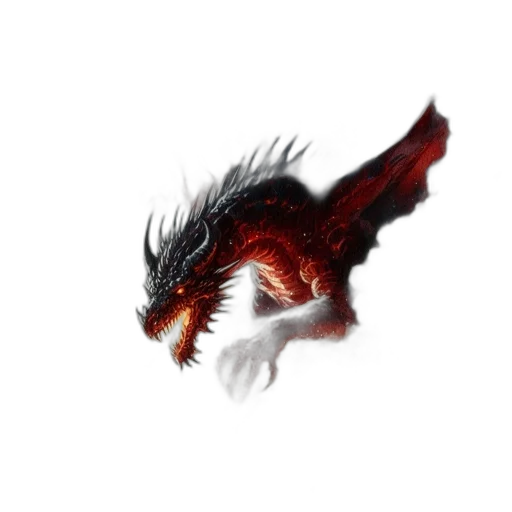 dragon, creature, animal, hair, fantasy art, concept art, 3d render, photorealistic transparent PNG cut-out