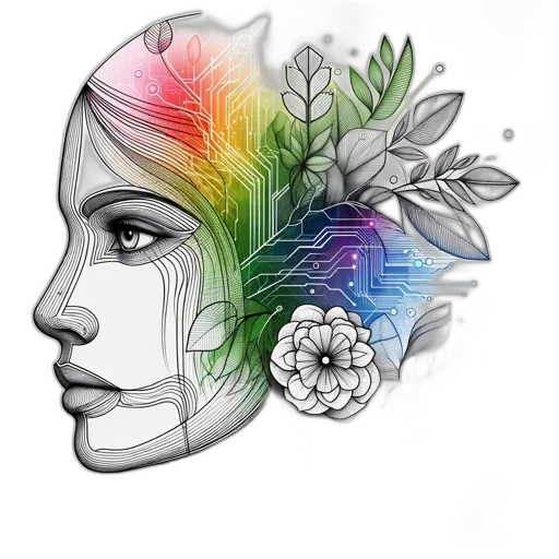 crown, flower, mask, face, watercolor, fantasy art, photorealistic, concept art transparent PNG cut-out
