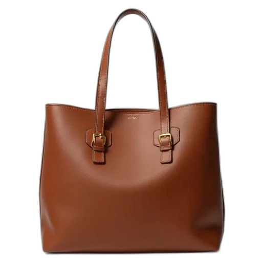 earth tones, brown, leather, tote, bag, simple, design, two transparent PNG cut-out