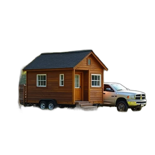 building, car, furniture, 3d render, photorealistic, small, wooden, cabin transparent PNG cut-out