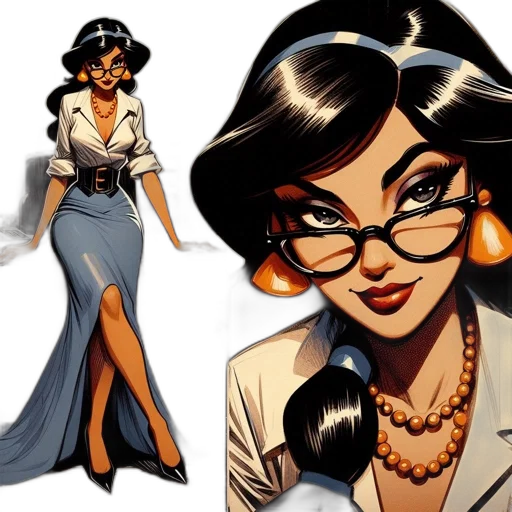 comic book art, concept art, cartoon, fantasy art, earth tones, illustrated, woman, dark transparent PNG cut-out