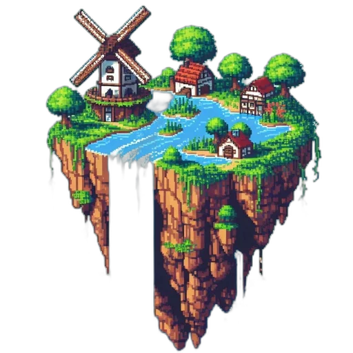 building, pixel art, concept art, fantasy art, 3d render, fog, forest, underwater transparent PNG cut-out
