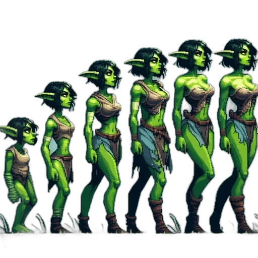 staff, concept art, comic book art, fantasy art, pixel art, green, neon, green-skinned transparent PNG cut-out
