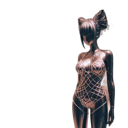dress, mask, jewelry, robot, concept art, 3d render, vaporwave, cyberpunk transparent PNG cut-out