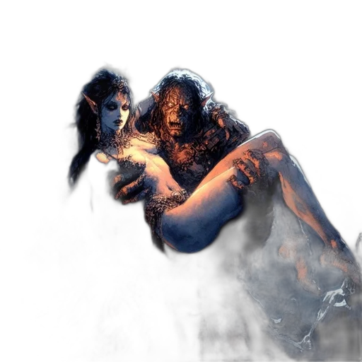 creature, concept art, fantasy art, photorealistic, comic book art, fire, fog, underwater transparent PNG cut-out
