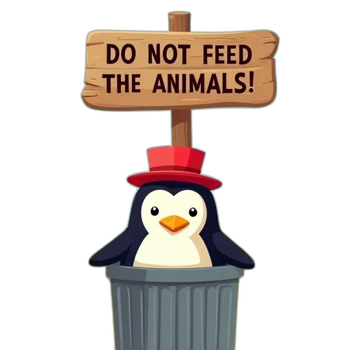 animal, food, pixel art, cartoon, penguin, wearing, red, top transparent PNG cut-out