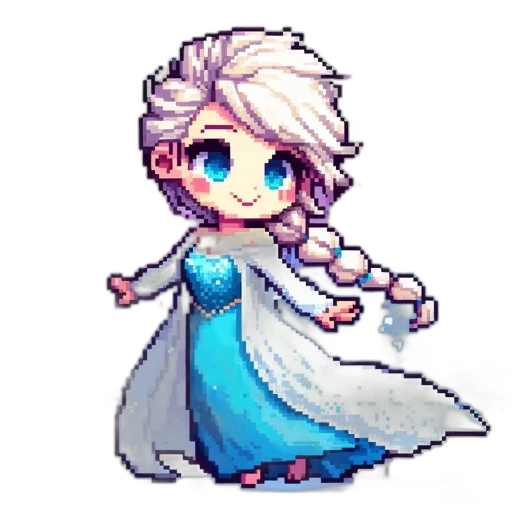 dress, pixel art, fantasy art, concept art, watercolor, blue, pastel, pixel transparent PNG cut-out