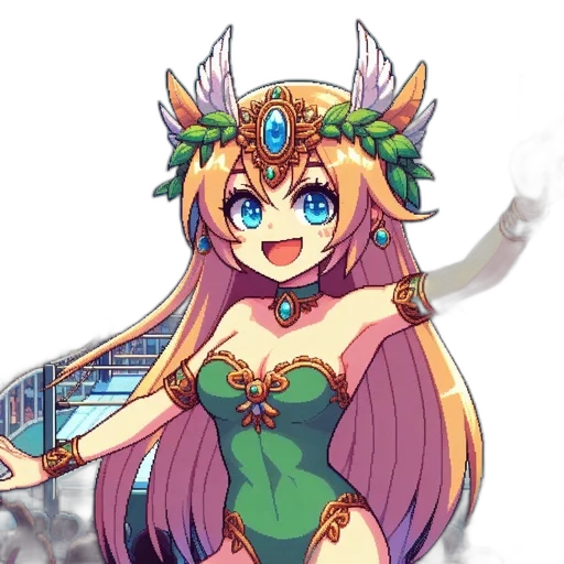 dragon, staff, crown, weapon, anime, pixel art, fantasy art, concept art transparent PNG cut-out