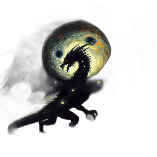 creature, dragon, mask, staff, concept art, fantasy art, watercolor, 3d render transparent PNG cut-out