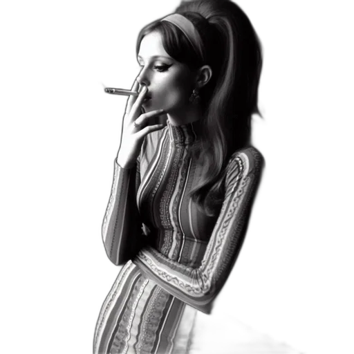 dress, hair, face, pencil sketch, cartoon, photorealistic, concept art, monochrome transparent PNG cut-out