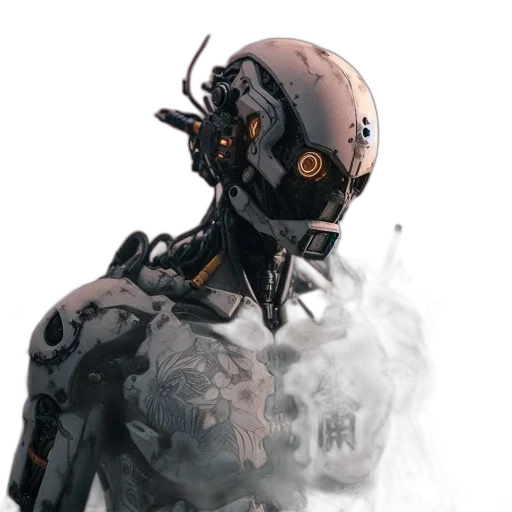 robot, mask, creature, face, concept art, cyberpunk, 3d render, fantasy art transparent PNG cut-out
