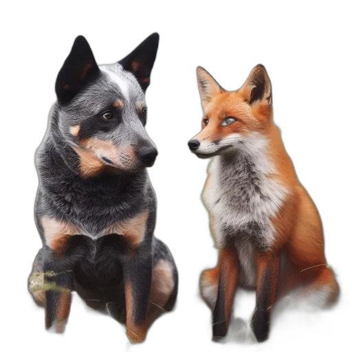 animal, photorealistic, 3d render, concept art, watercolor, two, animals, dog transparent PNG cut-out