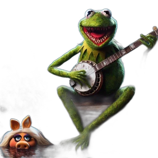 animal, creature, concept art, photorealistic, 3d render, surreal, scene, kermit transparent PNG cut-out