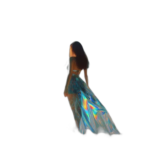 dress, jewelry, hair, umbrella, 3d render, concept art, vaporwave, pixel art transparent PNG cut-out