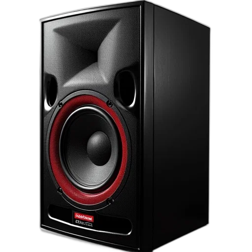 3d render, black, pioneer, speaker, red, logo, text, maximum transparent PNG cut-out
