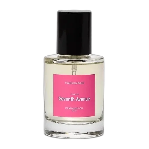bottle, seventh, avenue, perfume, oil, black, cap, pink transparent PNG cut-out