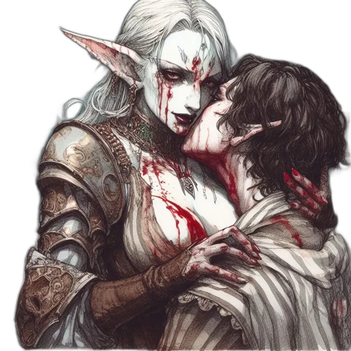 fantasy art, watercolor, concept art, pixel art, fire, red, two, elven transparent PNG cut-out
