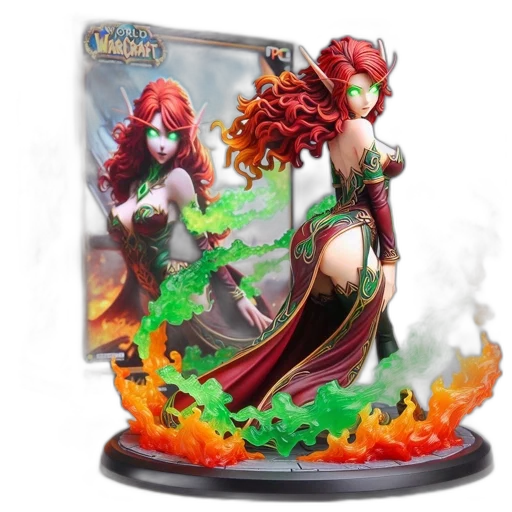 fantasy art, concept art, 3d render, fire, elaborate, world, warcraft, figurine transparent PNG cut-out