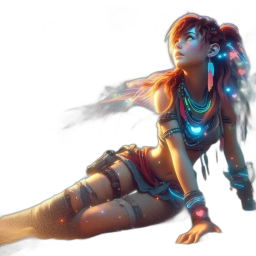 concept art, cyberpunk, fantasy art, 3d render, neon lights, blue, neon, colorful transparent PNG cut-out