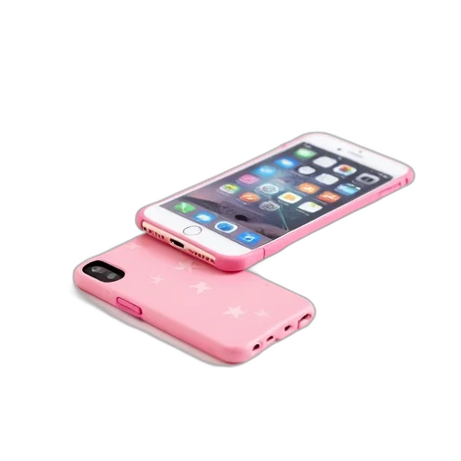 pastel, pink, smartphone, star, pattern, back, cover, displayed transparent PNG cut-out