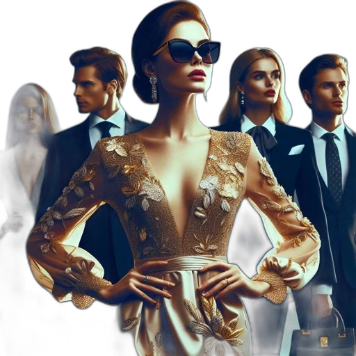 dress, concept art, 3d render, photorealistic, golden, earth tones, sophisticated, group transparent PNG cut-out